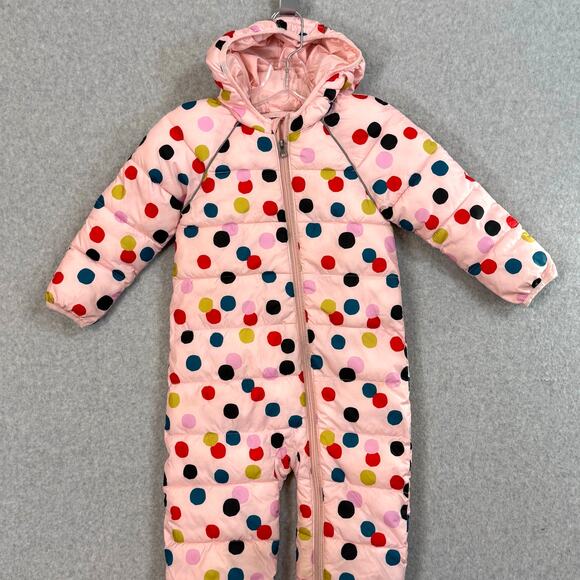 Hanna Andersson Polka Dot Insulated Full Zip Snowsuit Size 3T Flip Mitten & Feet - Picture 2 of 16
